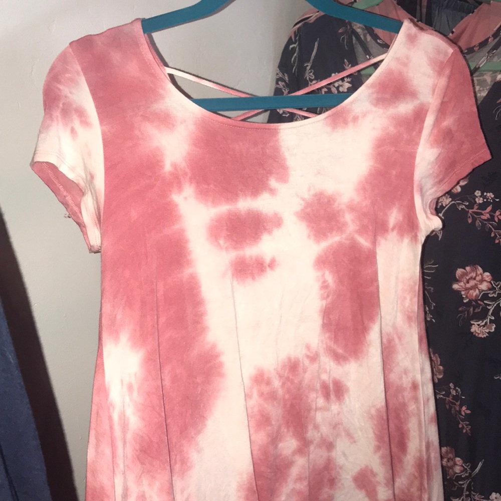 Tie-dye pink and white dress